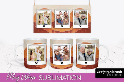 Add Your Photo Mug Wrap - Boho Mug Sublimation Design Sublimation OrangeBrushStudio 