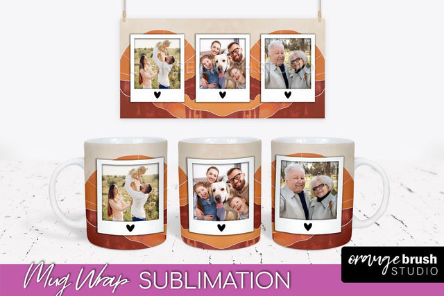 Add Your Photo Mug Wrap - Boho Mug Sublimation Design Sublimation OrangeBrushStudio 