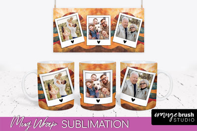 Add Your Photo Mug Wrap - Boho Mug Sublimation Design Sublimation OrangeBrushStudio 