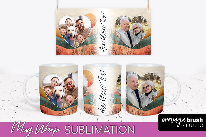 Add Your Photo Mug Wrap - Boho Mug Sublimation Design Sublimation OrangeBrushStudio 