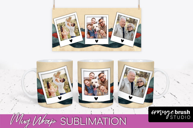 Add Your Photo Mug Wrap - Boho Mug Sublimation Design Sublimation OrangeBrushStudio 