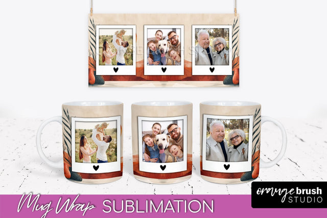Add Your Photo Mug Wrap - Boho Mug Sublimation Design Sublimation OrangeBrushStudio 