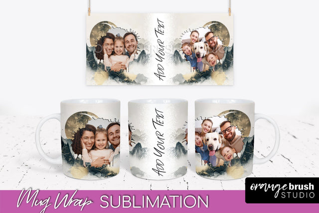 Add Your Photo Mug Wrap - Boho Mug Sublimation Design Sublimation OrangeBrushStudio 