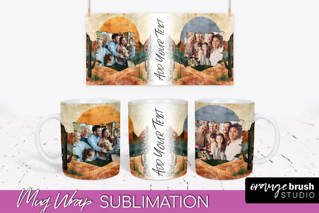 Add Your Photo Mug Wrap - Boho Mug Sublimation Design Sublimation OrangeBrushStudio 