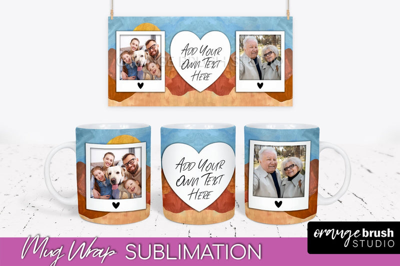 Add Your Photo Mug Wrap - Boho Mug Sublimation Design Sublimation OrangeBrushStudio 