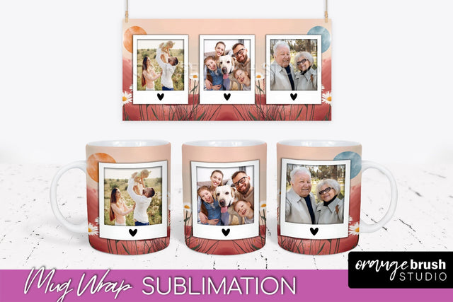 Add Your Photo Mug Wrap - Boho Mug Sublimation Design Sublimation OrangeBrushStudio 