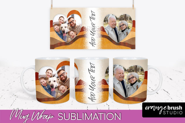 Add Your Photo Mug Wrap - Boho Mug Sublimation Design Sublimation OrangeBrushStudio 