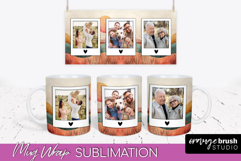 Add Your Photo Mug Wrap - Boho Mug Sublimation Design Sublimation OrangeBrushStudio 