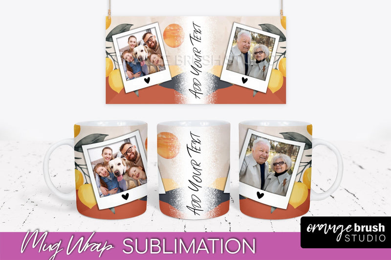 Add Your Photo Mug Wrap - Boho Mug Sublimation Design Sublimation OrangeBrushStudio 