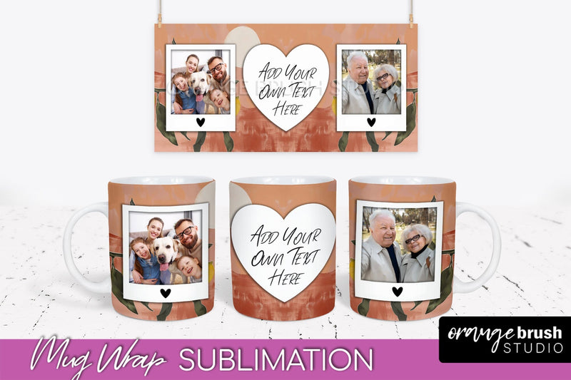 Add Your Photo Mug Wrap - Boho Mug Sublimation Design Sublimation OrangeBrushStudio 