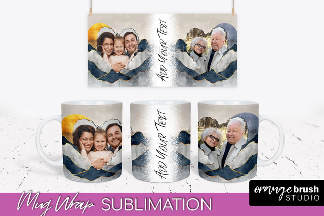 Add Your Photo Mug Wrap - Boho Mug Sublimation Design Sublimation OrangeBrushStudio 