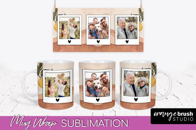 Add Your Photo Mug Wrap - Boho Mug Sublimation Design Sublimation OrangeBrushStudio 