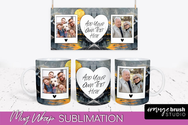 Add Your Photo Mug Wrap - Boho Mug Sublimation Design Sublimation OrangeBrushStudio 