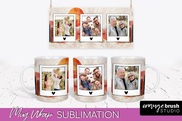 Add Your Photo Mug Wrap - Boho Mug Sublimation Design Sublimation OrangeBrushStudio 