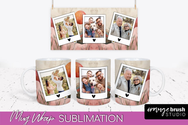 Add Your Photo Mug Wrap - Boho Mug Sublimation Design Sublimation OrangeBrushStudio 