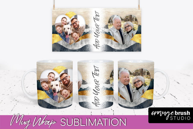 Add Your Photo Mug Wrap - Boho Mug Sublimation Design Sublimation OrangeBrushStudio 