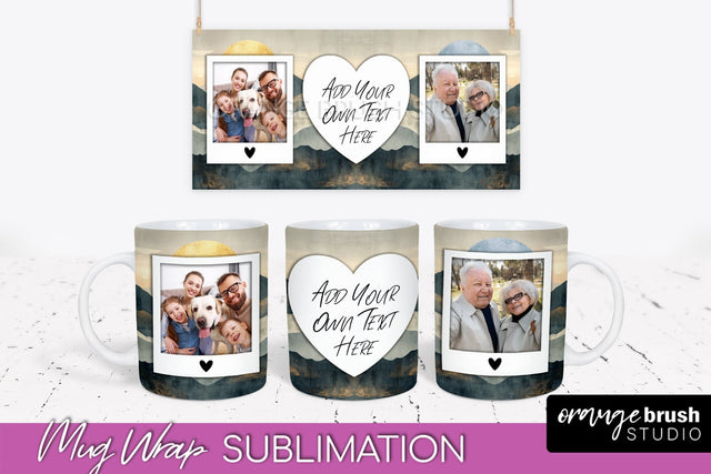 Add Your Photo Mug Wrap - Boho Mug Sublimation Design Sublimation OrangeBrushStudio 