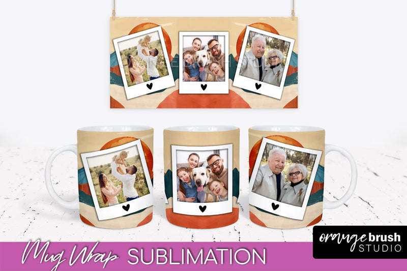 Add Your Photo Mug Wrap - Boho Mug Sublimation Design Sublimation OrangeBrushStudio 