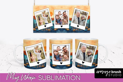 Add Your Photo Mug Wrap - Boho Mug Sublimation Design Sublimation OrangeBrushStudio 