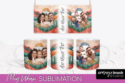 Add Your Photo Mug Wrap - Boho Mug Sublimation Design Sublimation OrangeBrushStudio 