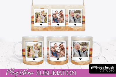 Add Your Photo Mug Wrap - Boho Mug Sublimation Design Sublimation OrangeBrushStudio 
