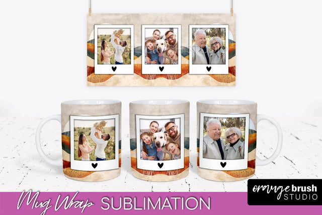 Add Your Photo Mug Wrap - Boho Mug Sublimation Design Sublimation OrangeBrushStudio 