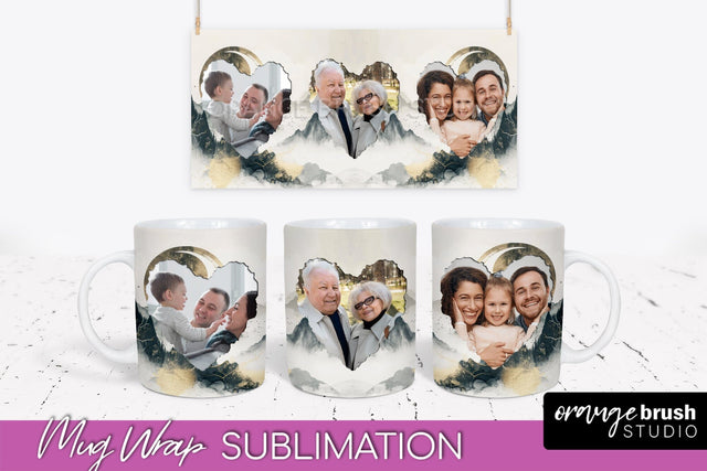 Add Your Photo Mug Wrap - Boho Mug Sublimation Design Sublimation OrangeBrushStudio 