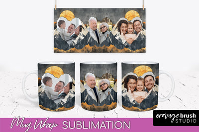 Add Your Photo Mug Wrap - Boho Mug Sublimation Design Sublimation OrangeBrushStudio 