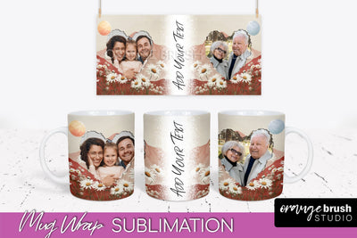 Add Your Photo Mug Wrap - Boho Mug Sublimation Design Sublimation OrangeBrushStudio 