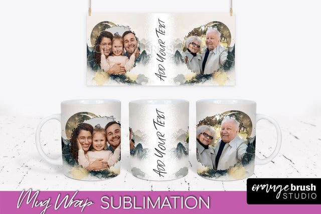 Add Your Photo Mug Wrap - Boho Mug Sublimation Design Sublimation OrangeBrushStudio 