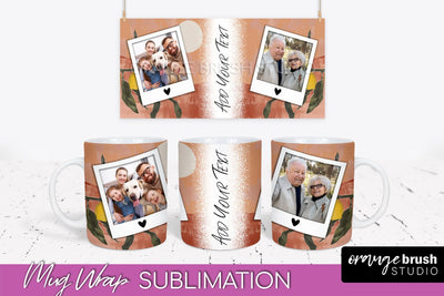 Add Your Photo Mug Wrap - Boho Mug Sublimation Design Sublimation OrangeBrushStudio 