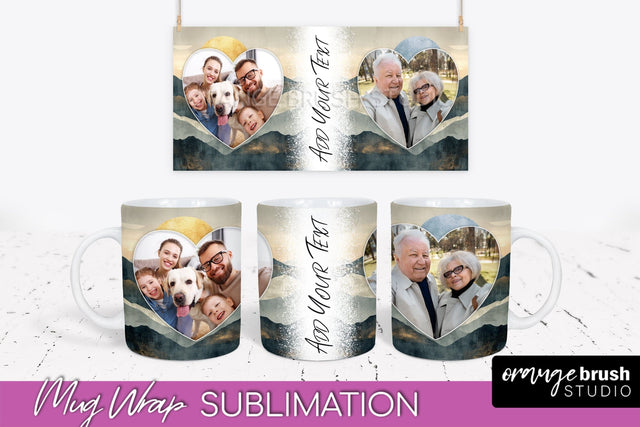 Add Your Photo Mug Wrap - Boho Mug Sublimation Design Sublimation OrangeBrushStudio 