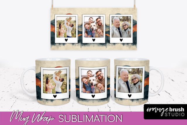 Add Your Photo Mug Wrap - Boho Mug Sublimation Design Sublimation OrangeBrushStudio 