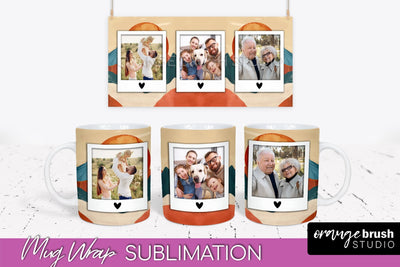 Add Your Photo Mug Wrap - Boho Mug Sublimation Design Sublimation OrangeBrushStudio 
