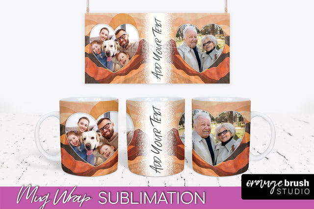 Add Your Photo Mug Wrap - Boho Mug Sublimation Design Sublimation OrangeBrushStudio 