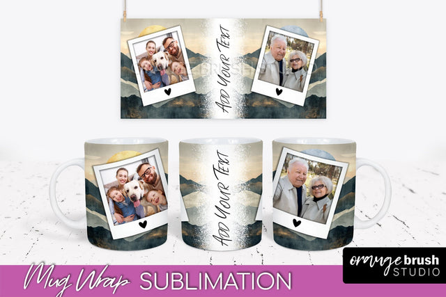 Add Your Photo Mug Wrap - Boho Mug Sublimation Design Sublimation OrangeBrushStudio 