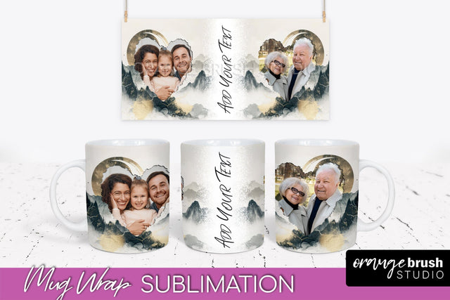 Add Your Photo Mug Wrap - Boho Mug Sublimation Design Sublimation OrangeBrushStudio 