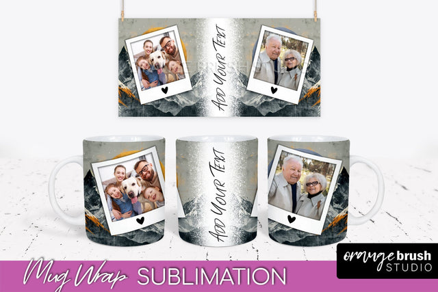 Add Your Photo Mug Wrap - Boho Mug Sublimation Design Sublimation OrangeBrushStudio 