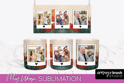 Add Your Photo Mug Wrap - Boho Mug Sublimation Design Sublimation OrangeBrushStudio 