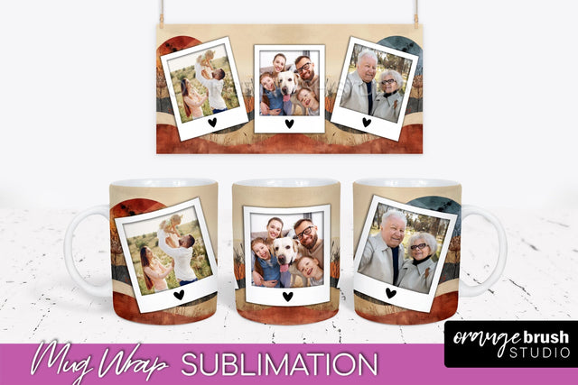 Add Your Photo Mug Wrap - Boho Mug Sublimation Design Sublimation OrangeBrushStudio 