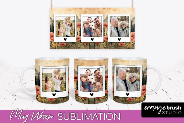 Add Your Photo Mug Wrap - Boho Mug Sublimation Design Sublimation OrangeBrushStudio 