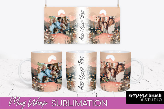 Add Your Photo Mug Wrap - Boho Mug Sublimation Design Sublimation OrangeBrushStudio 