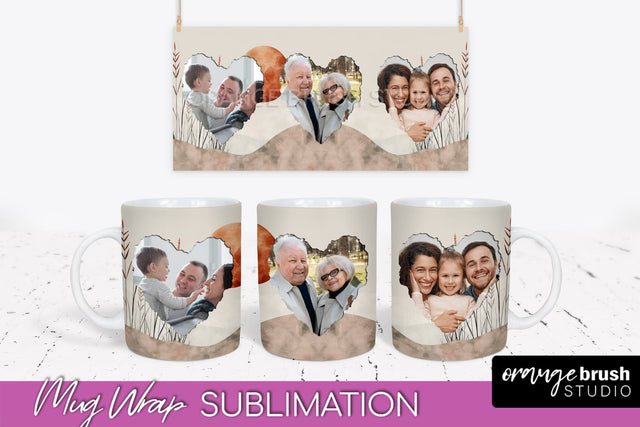 Add Your Photo Mug Wrap - Boho Mug Sublimation Design Sublimation OrangeBrushStudio 