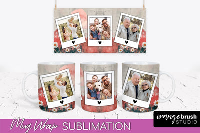 Add Your Photo Mug Wrap - Boho Mug Sublimation Design Sublimation OrangeBrushStudio 