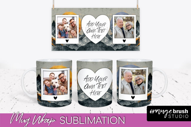 Add Your Photo Mug Wrap - Boho Mug Sublimation Design Sublimation OrangeBrushStudio 