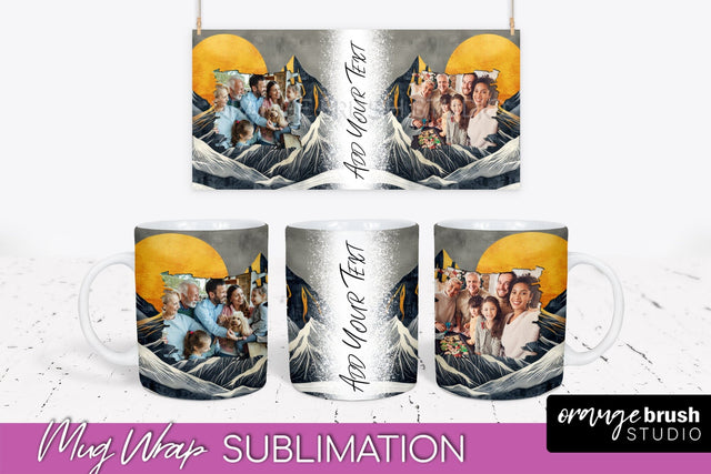 Add Your Photo Mug Wrap - Boho Mug Sublimation Design Sublimation OrangeBrushStudio 