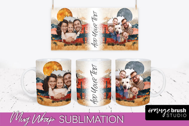 Add Your Photo Mug Wrap - Boho Mug Sublimation Design Sublimation OrangeBrushStudio 