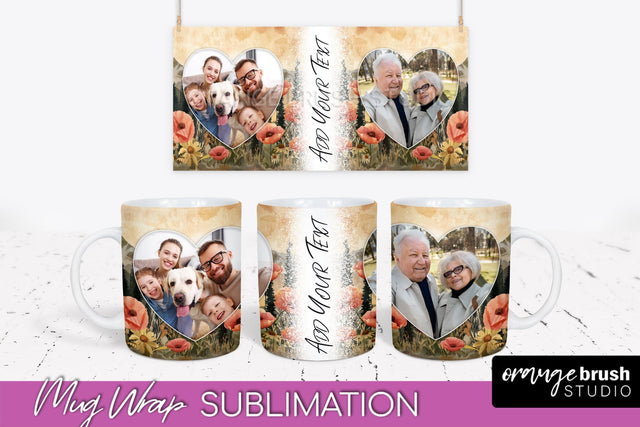 Add Your Photo Mug Wrap - Boho Mug Sublimation Design Sublimation OrangeBrushStudio 