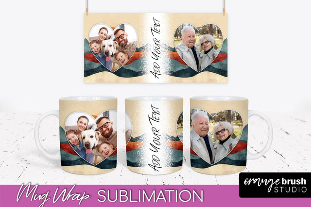 Add Your Photo Mug Wrap - Boho Mug Sublimation Design Sublimation OrangeBrushStudio 