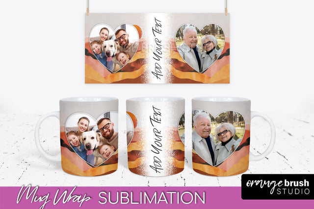 Add Your Photo Mug Wrap - Boho Mug Sublimation Design Sublimation OrangeBrushStudio 